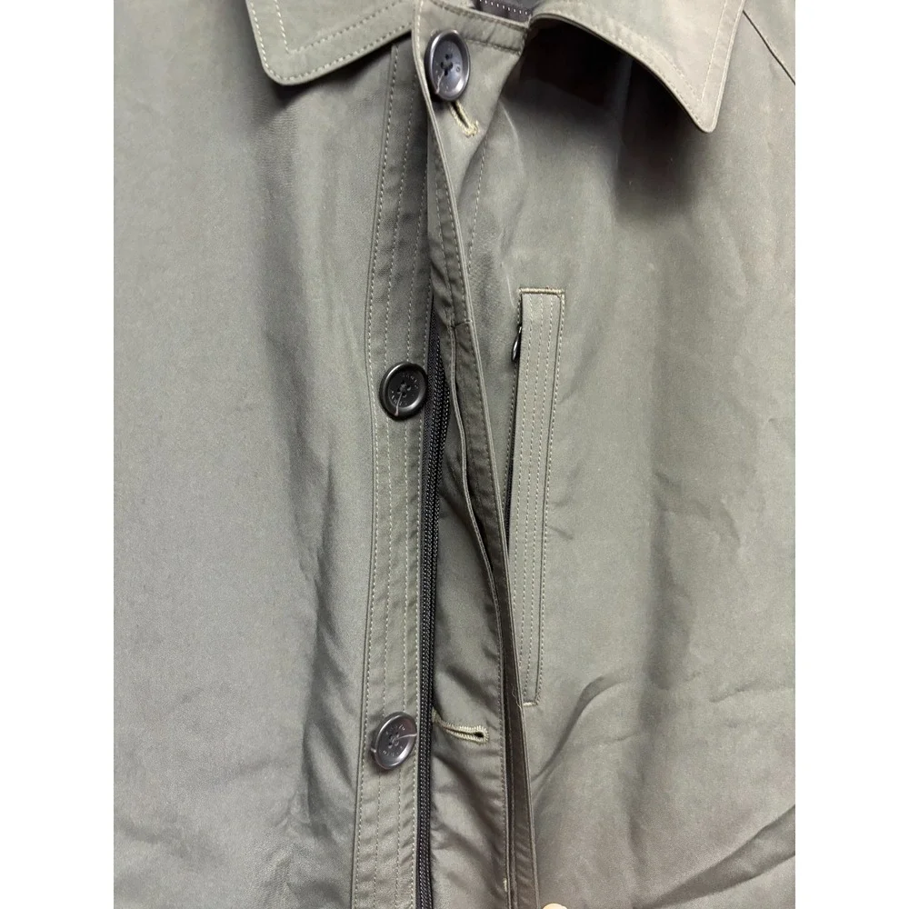 Sanyo Trench Coat Mens Deep Forest Green Long Sleeve Pocket Travel Outdoor Small